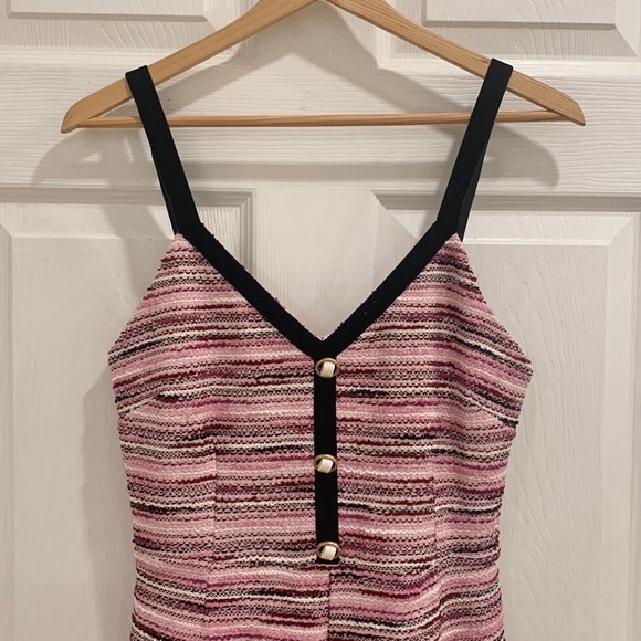 Zara Tweed Pink Velvet Strap Short Romper - Picture 7 of 16